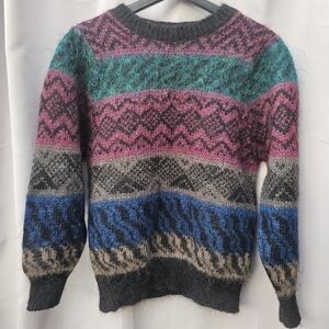Colorful Striped 90s Alison H Mohair Sweater